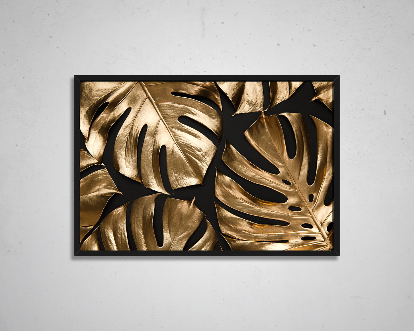 Gold & Black Leaves Canvas Wall Art Big Gold Leaves Canvas Print, Forest Trees Leaves Canvas Painting