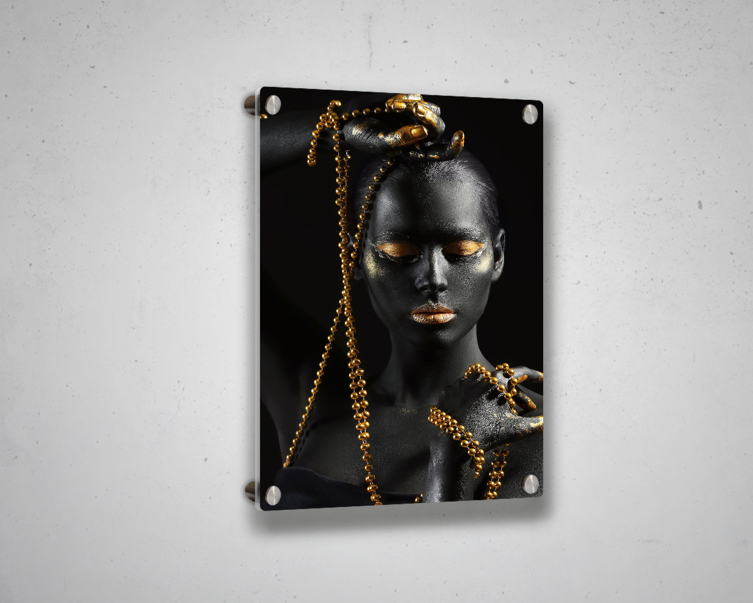 African Woman Black & Gold Canvas Painting Black Woman Painting African Woman Canvas Art