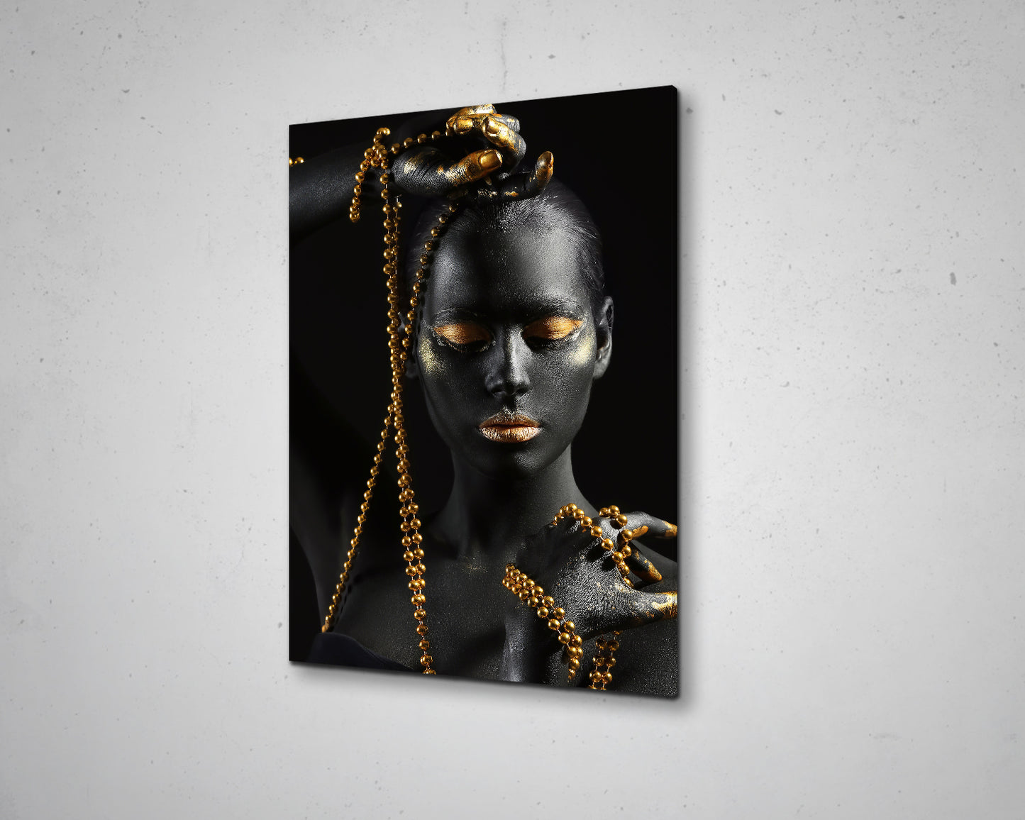 African Woman Black & Gold Canvas Painting Black Woman Painting African Woman Canvas Art