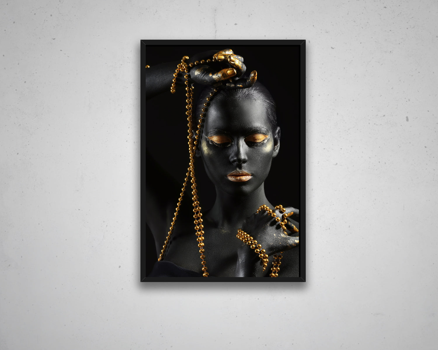 African Woman Black & Gold Canvas Painting Black Woman Painting African Woman Canvas Art