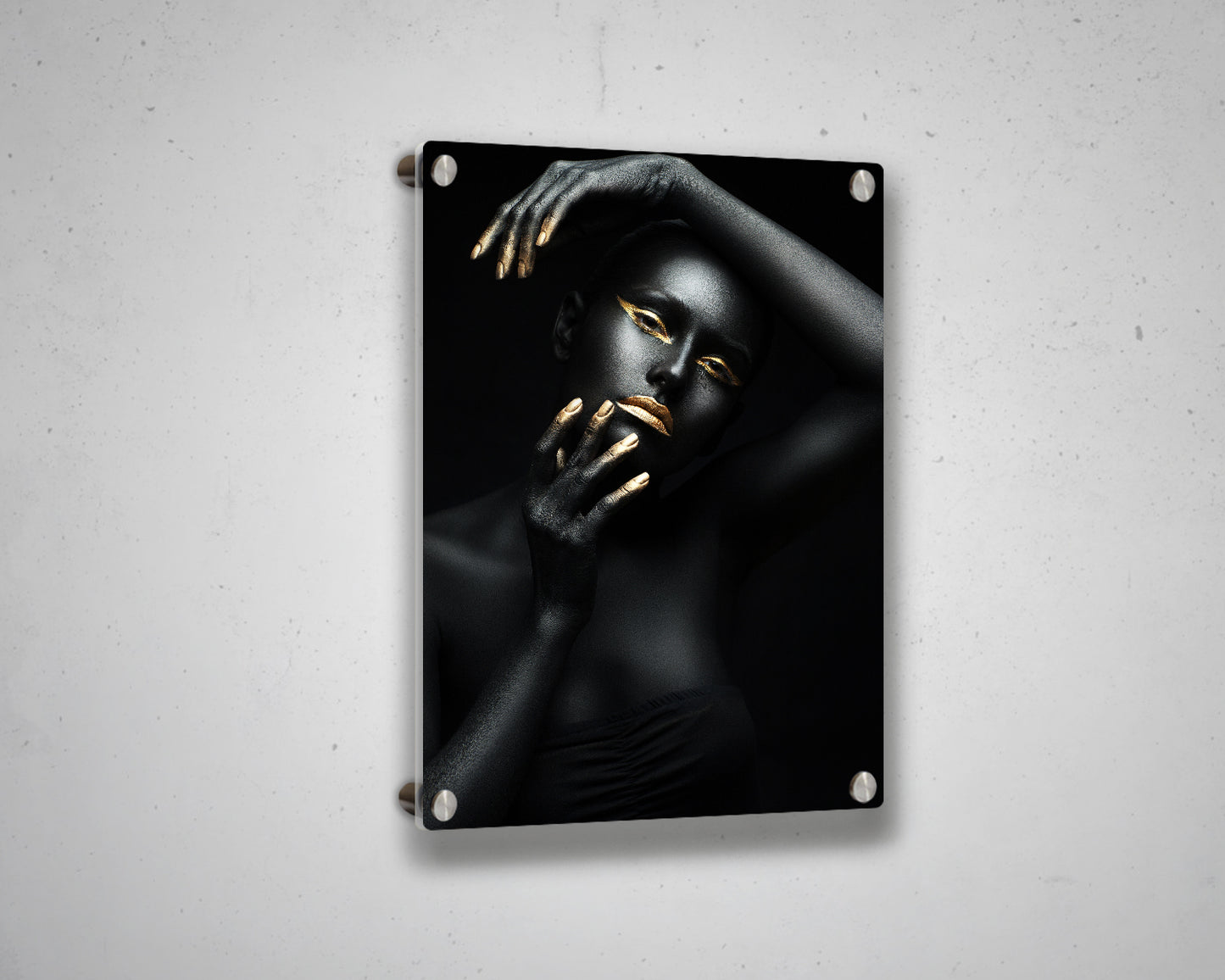 African Woman Black & Gold Canvas Painting Black Woman Painting African Woman Canvas Art