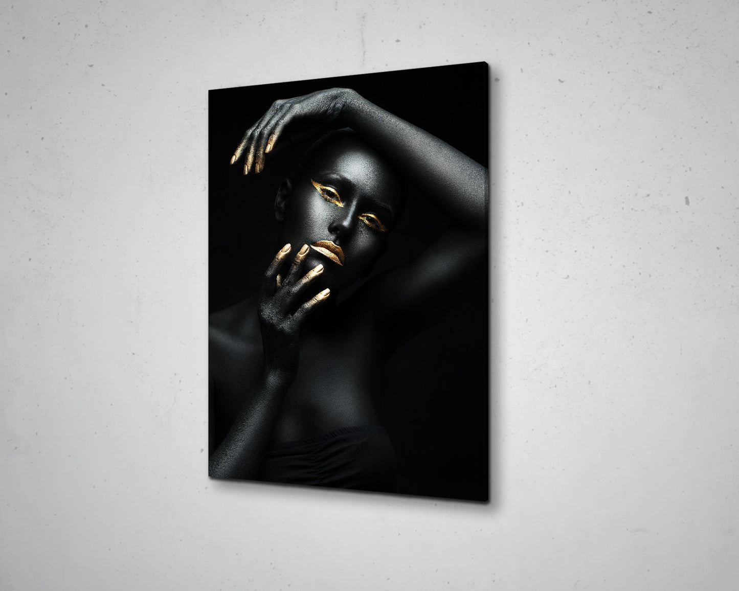 African Woman Black & Gold Canvas Painting Black Woman Painting African Woman Canvas Art