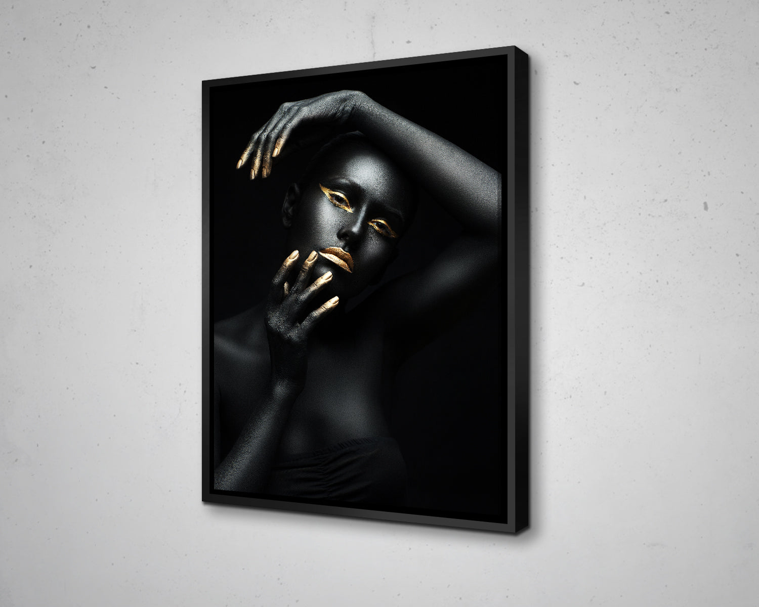 African Woman Black & Gold Canvas Painting Black Woman Painting African Woman Canvas Art