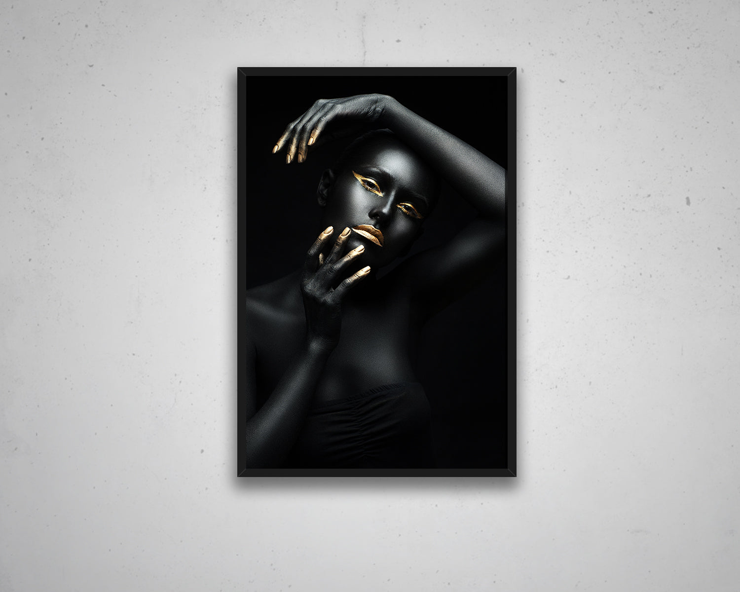 African Woman Black & Gold Canvas Painting Black Woman Painting African Woman Canvas Art