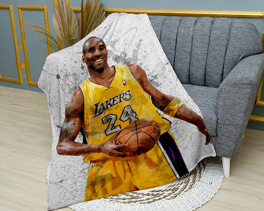 Manta polar con efecto salpicadura de Kobe Bryant, estilo 1