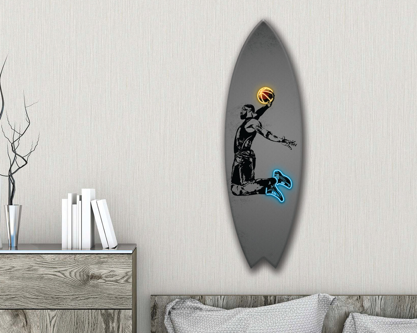 Tabla de surf acrílica de Lebron James para pared