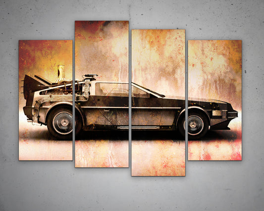 DeLorean Car Multicolour Wall Art