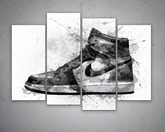 B&W basketball shoes Splash Effect Canvas Art 