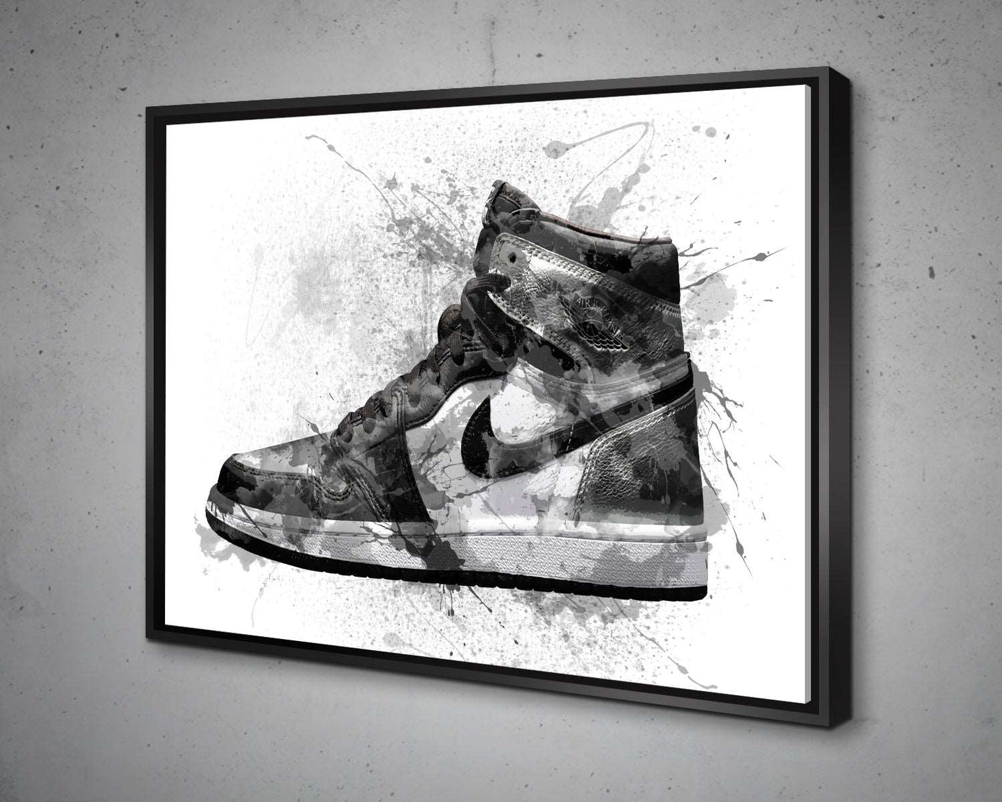 B&W basketball shoes Splash Effect Canvas Art 