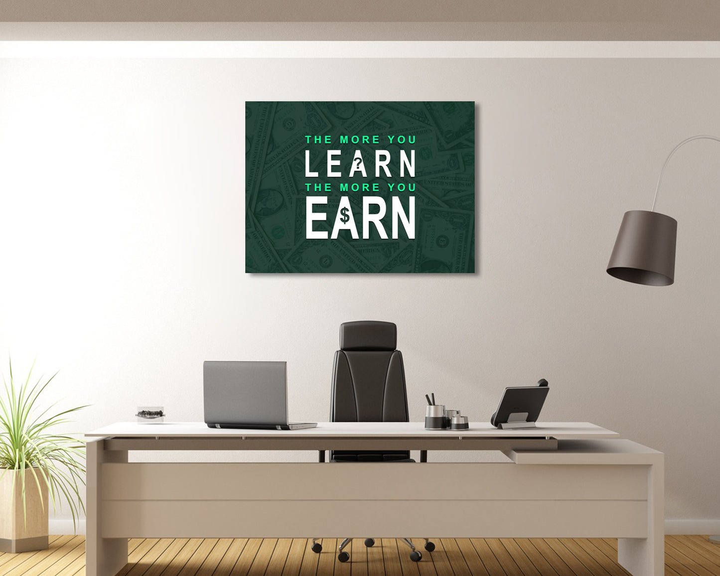 The more you learn the more you earn Canvas Wall Art 