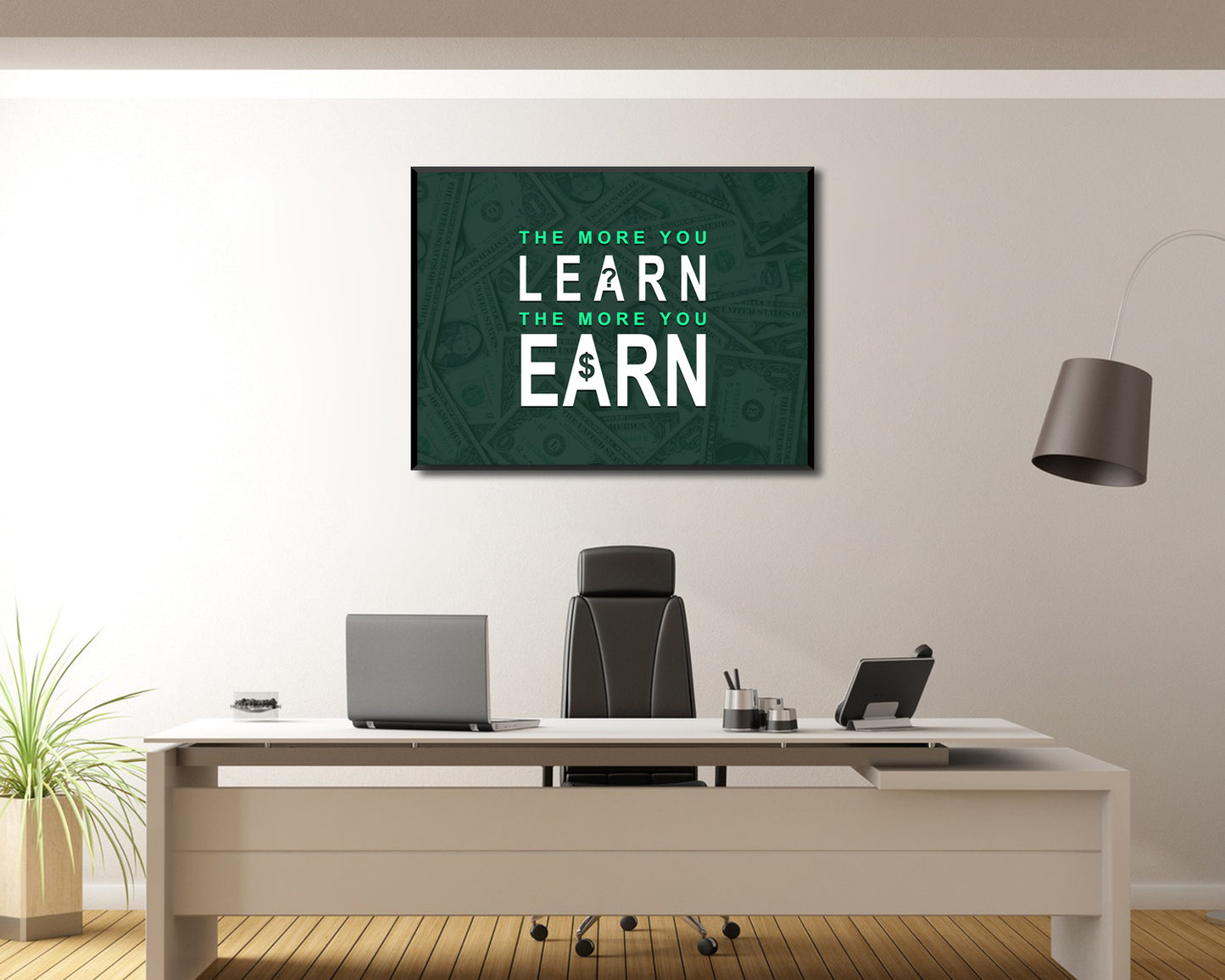 The more you learn the more you earn Canvas Wall Art 