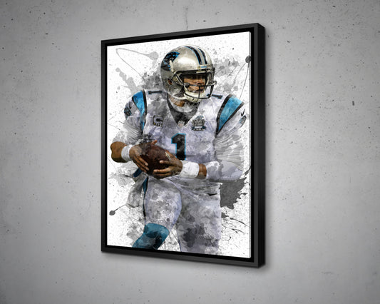 Cam Newton Splash Effect Canvas Art