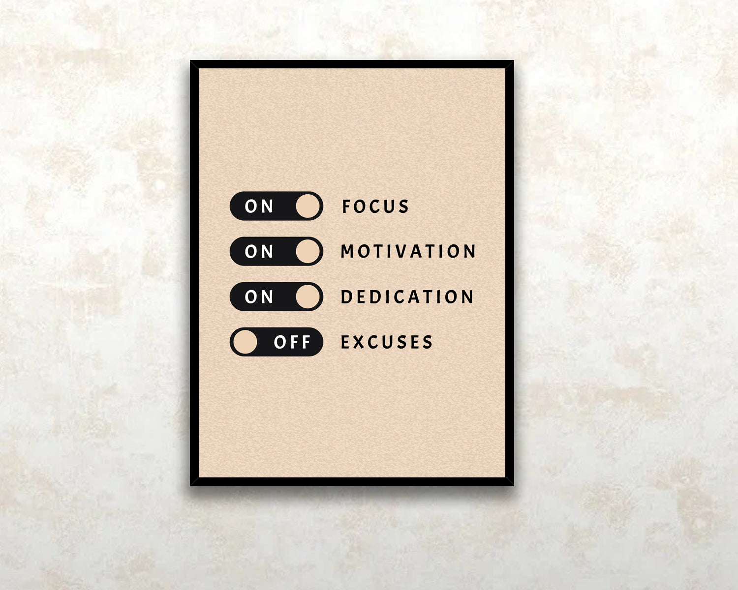 Focus Motivation Dedication Excuses Canvas Wall Art 