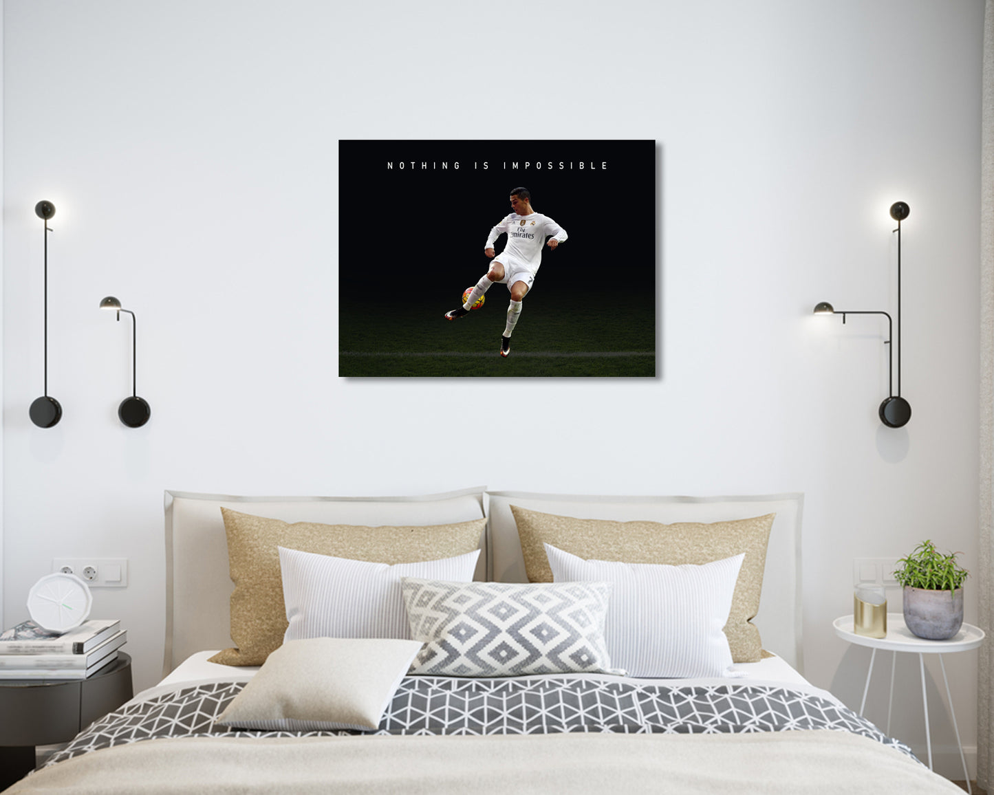 Cristiano Ronaldo Nothing is impossible Sport Quote Canvas Wall Art 