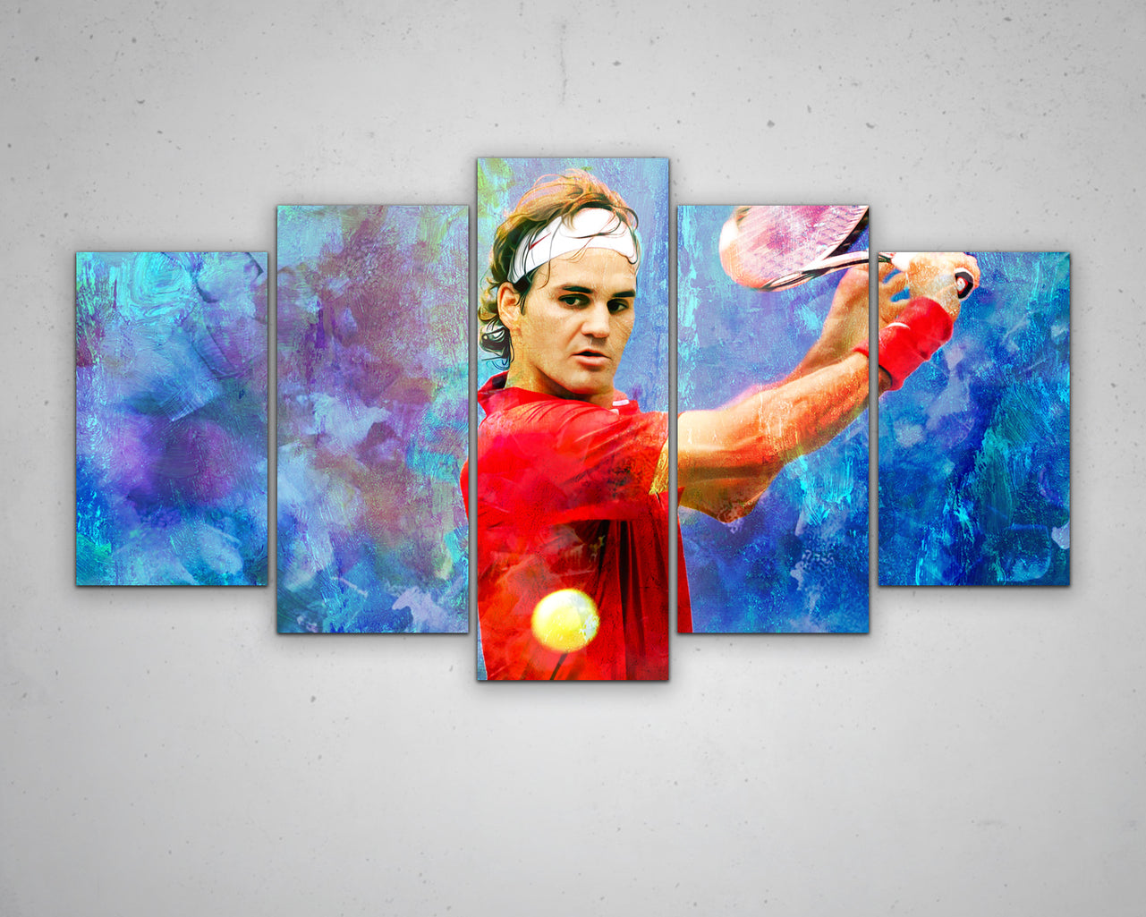 Roger Federer Multicolour Wall Art
