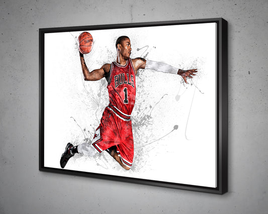 Derrick Rose Splash Effect Canvas Art