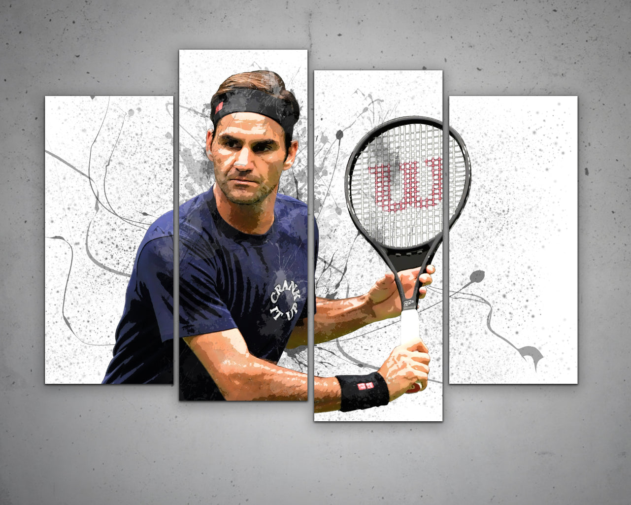 Roger Federer Splash Effect Canvas Art