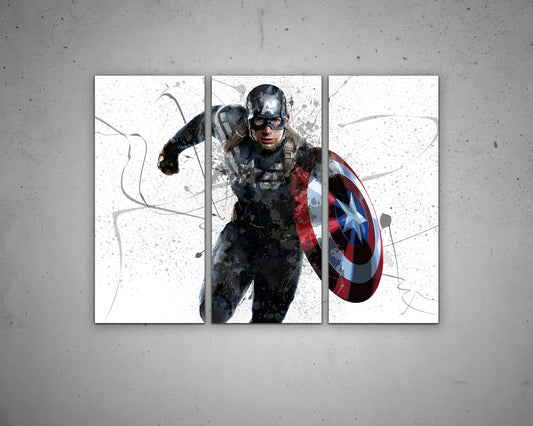 Captain America Splash Effect Canvas Art