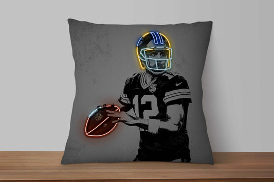 Aaron Rodgers Neon Effect Pillow