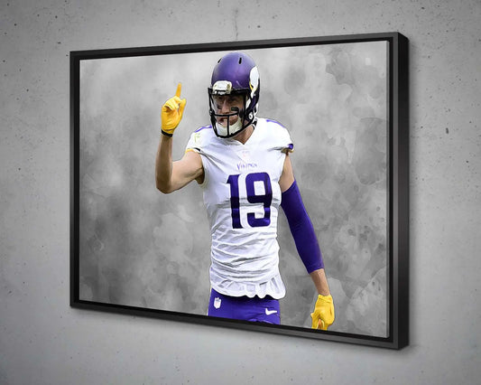 Adam Thielen Black & White Canvas Art