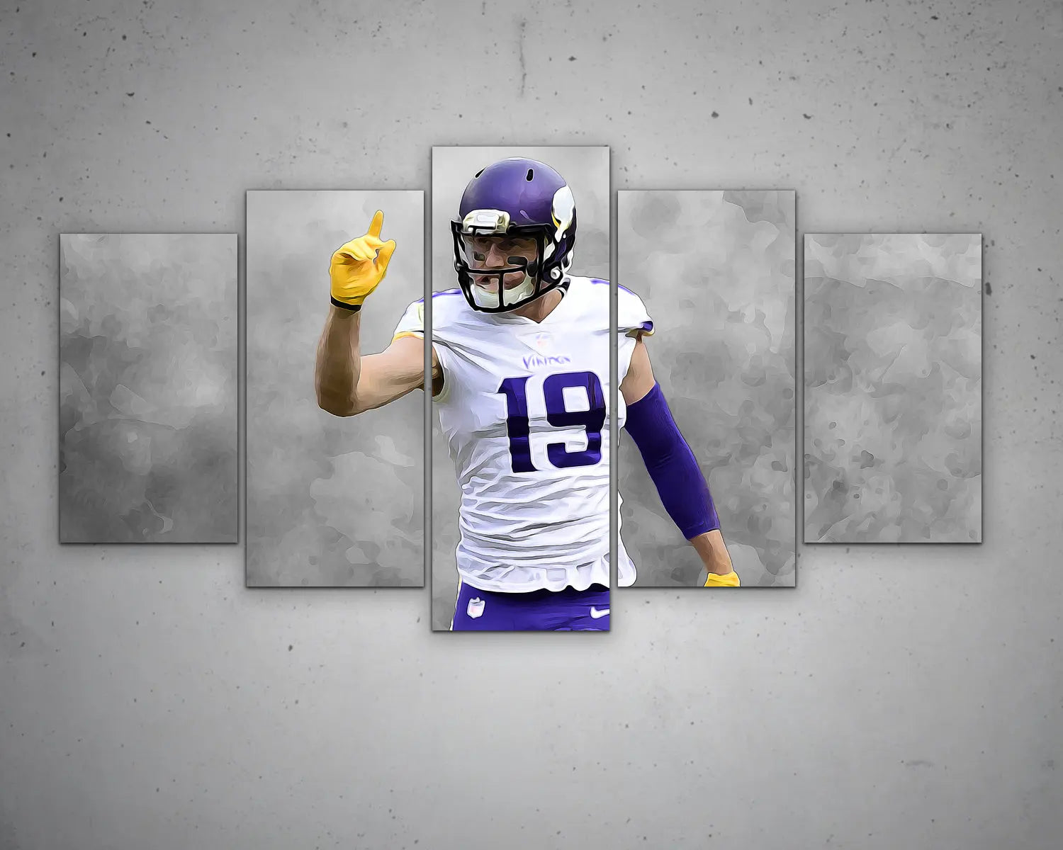 Adam Thielen Black & White Canvas Art 