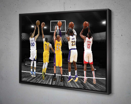 All time legends Canvas Wall Art | Kobe Bryant | James Harden | Lebron James | Stephen Curry | Anthony Davis | 