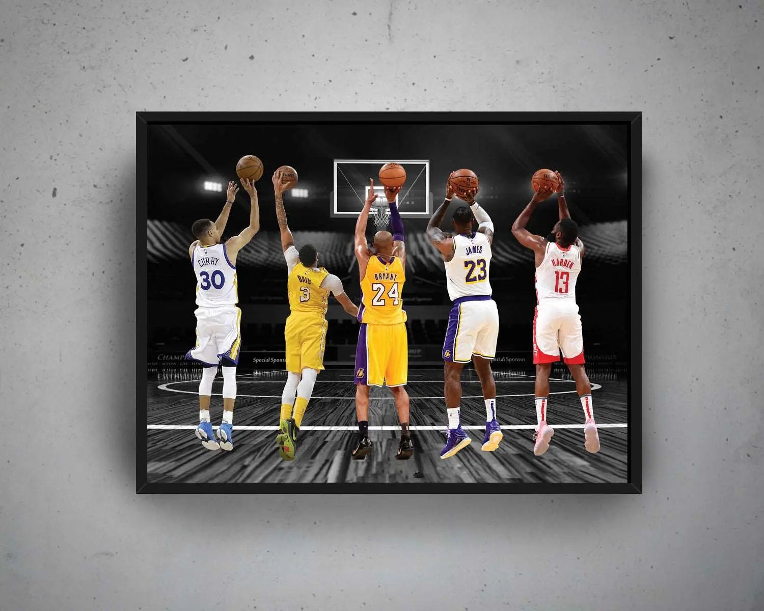 All time legends Canvas Wall Art | Kobe Bryant | James Harden | Lebron James | Stephen Curry | Anthony Davis | 