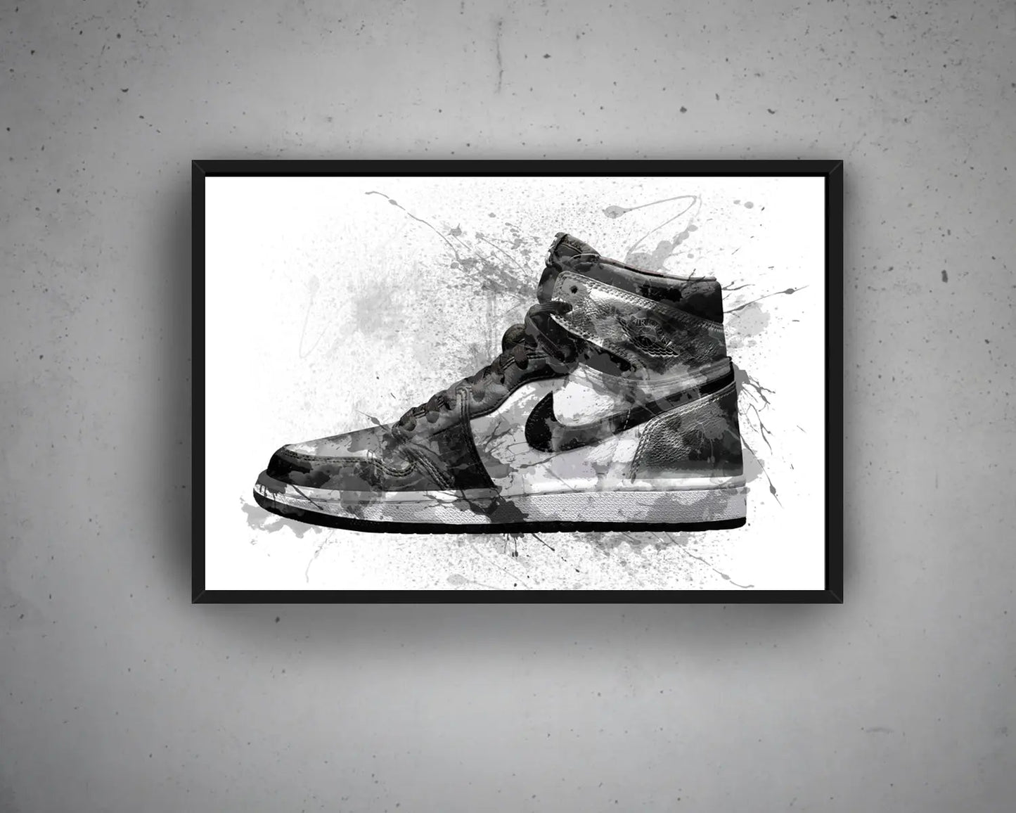B&W basketball shoes Splash Effect Canvas Art 