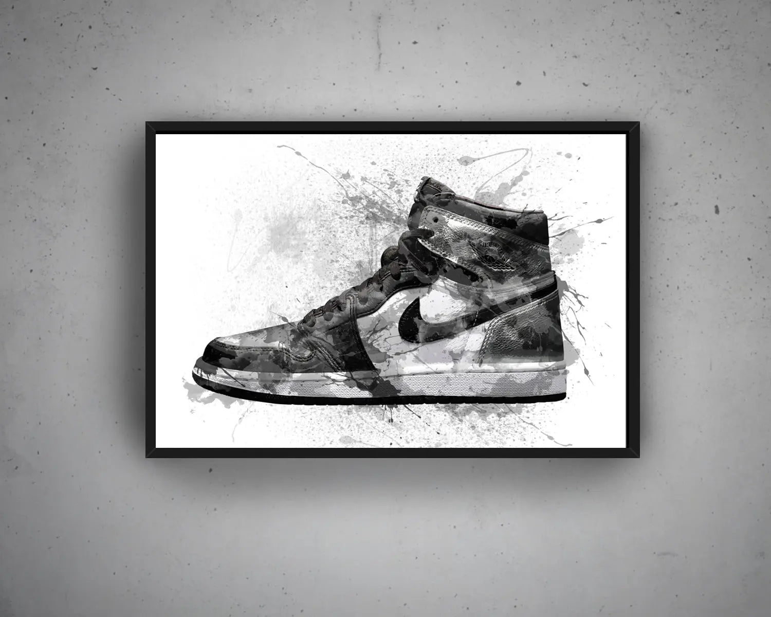 B&W basketball shoes Splash Effect Canvas Art 