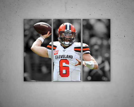 Baker Mayfield Black & White Canvas Art