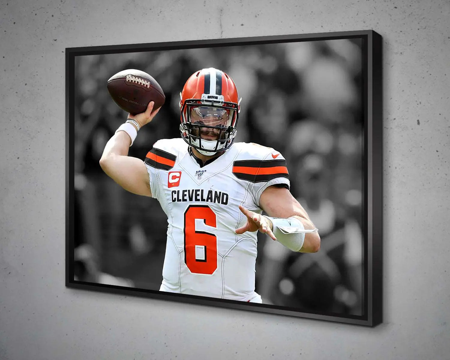 Baker Mayfield Black & White Canvas Art 