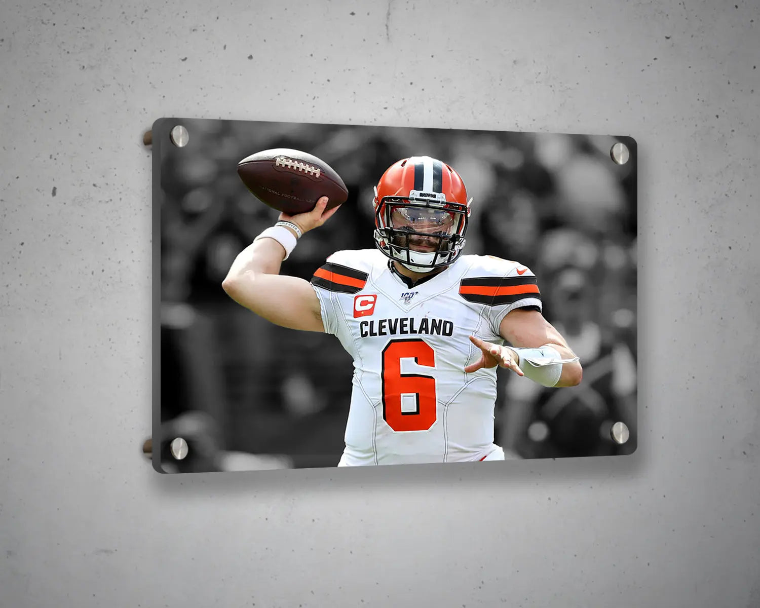 Baker Mayfield Black & White Canvas Art 