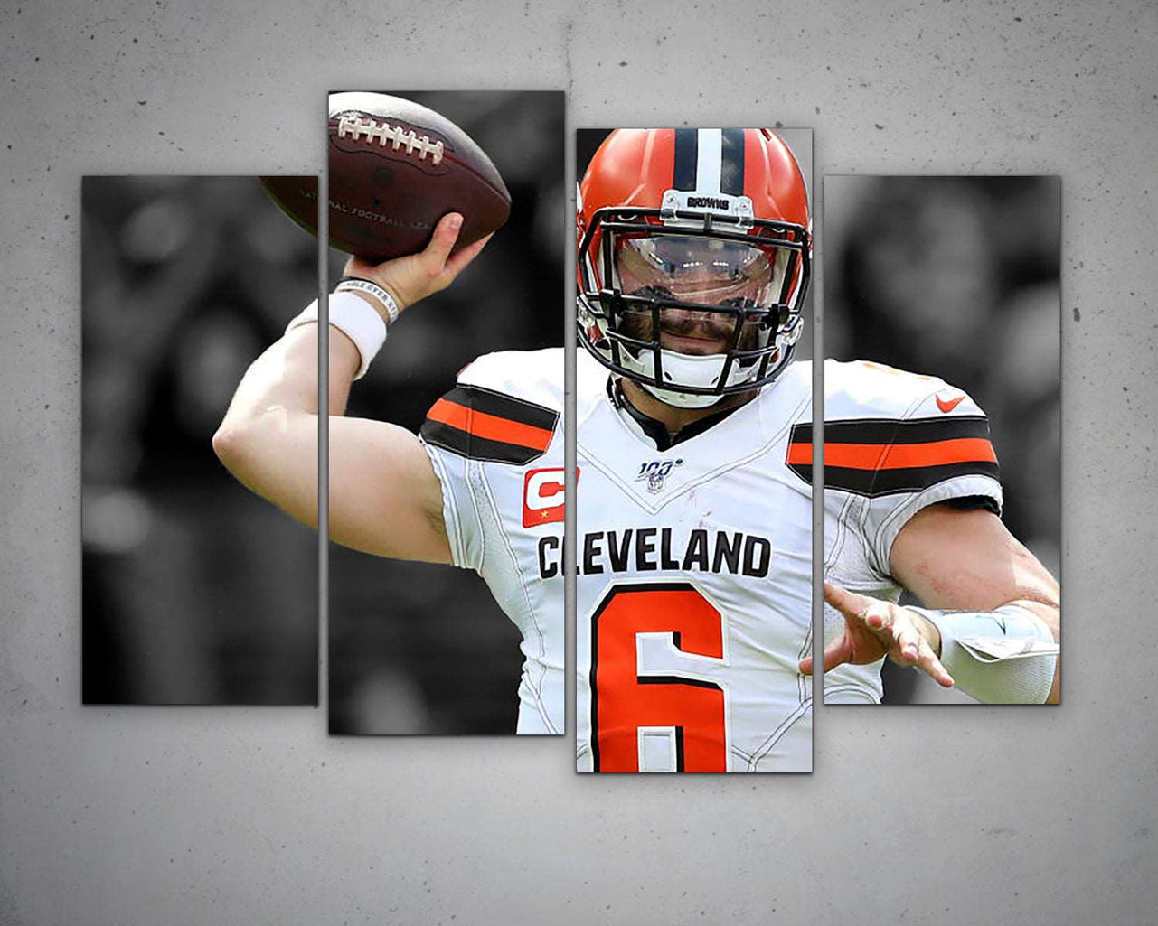 Baker Mayfield Black & White Canvas Art