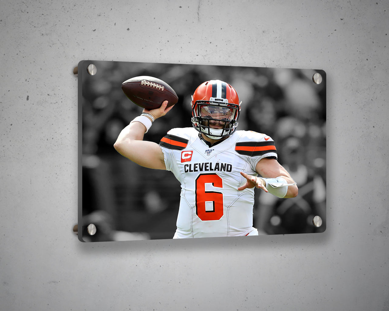 Baker Mayfield Black & White Canvas Art