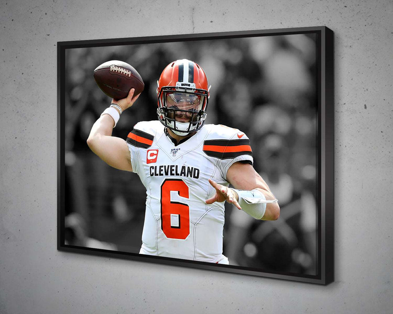 Baker Mayfield Black & White Canvas Art