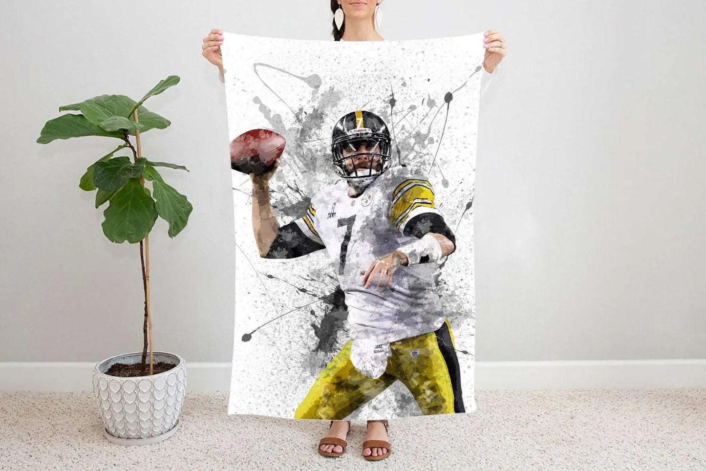 Ben Roethlisberger Splash Effect Fleece Blanket 