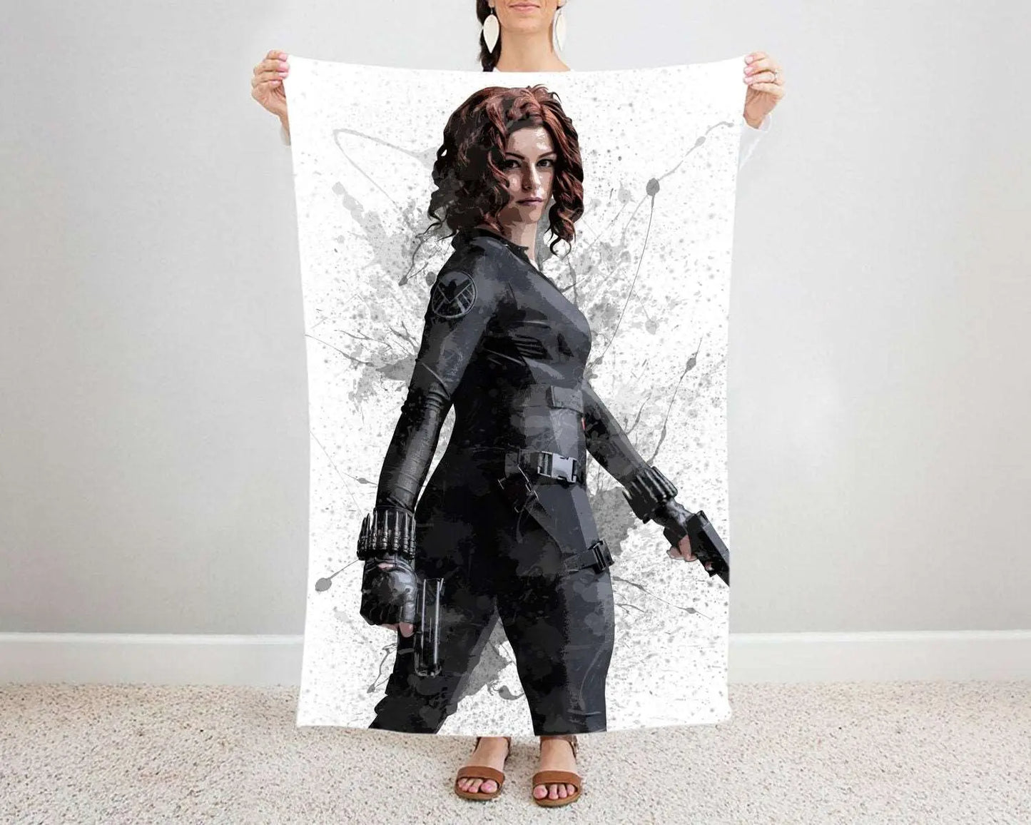 Black Widow Splash Effect Fleece Blanket 