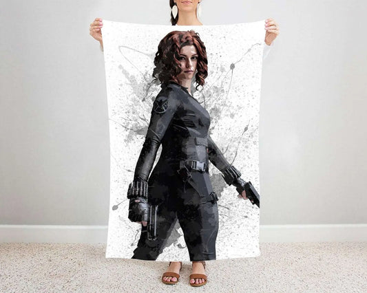 Black Widow Splash Effect Fleece Blanket 