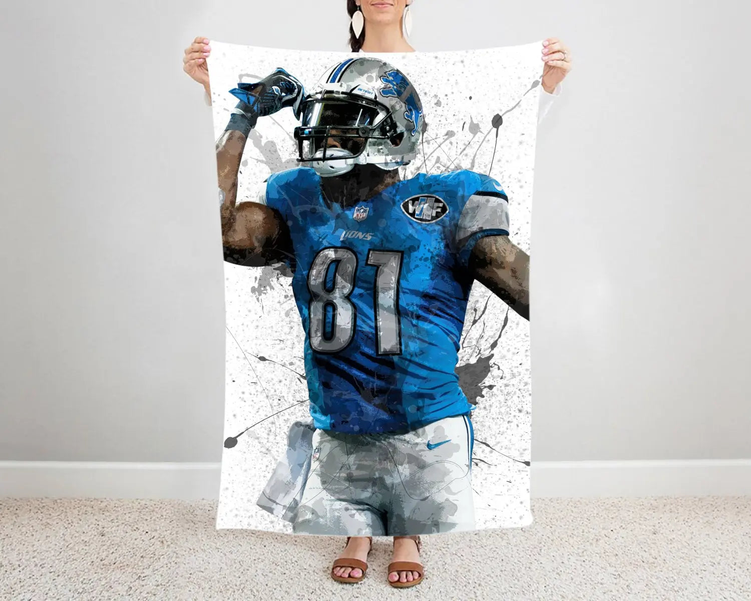 Calvin Johnson Splash Effect Fleece Blanket 
