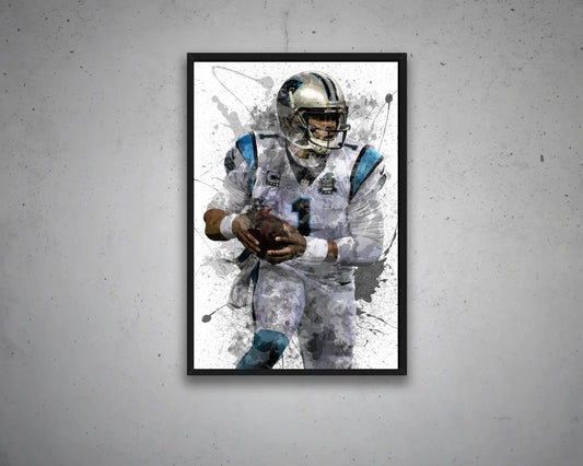 Cam Newton Splash Effect Canvas Art