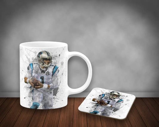 Cam Newton Splash Effect Mug and Coaster 