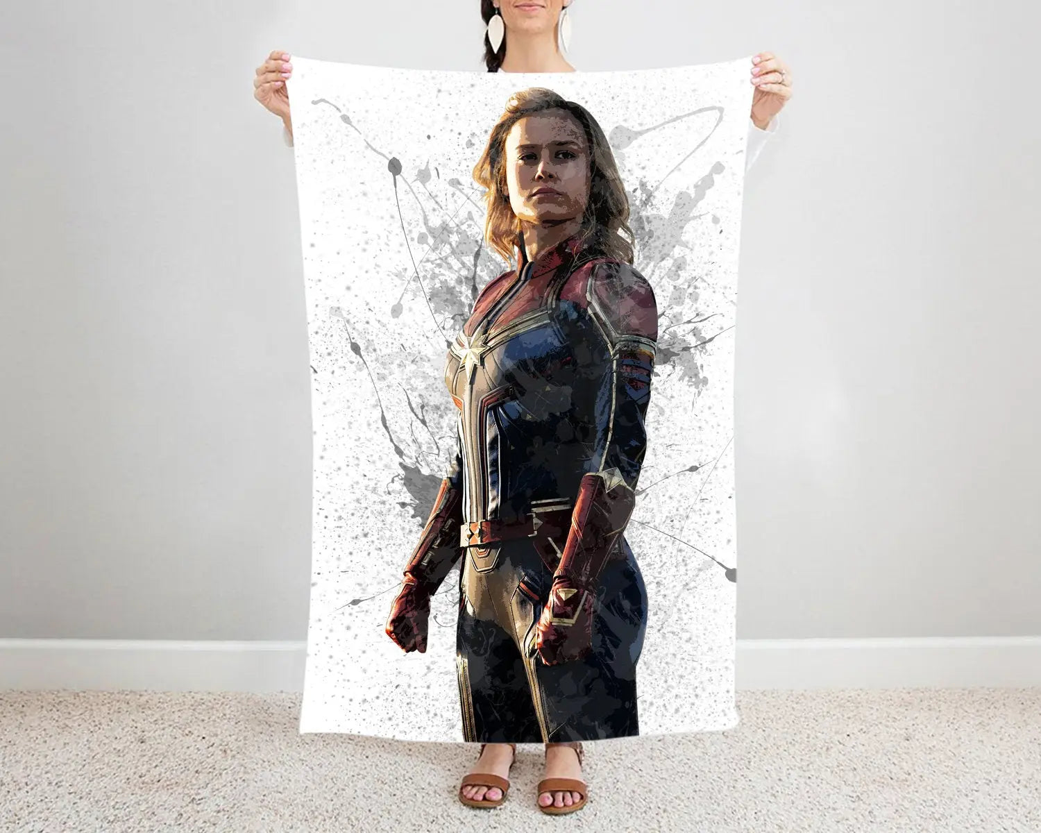 Captain Marvel Splash Effect Fleece Blanket 