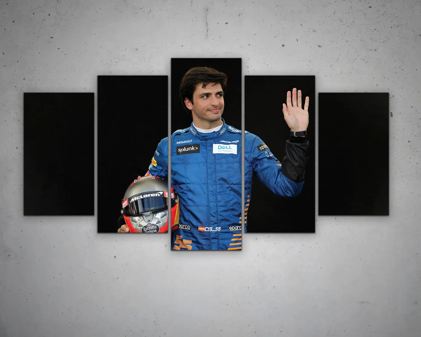 Carlos Sainz Jr. Black & White Canvas Art 