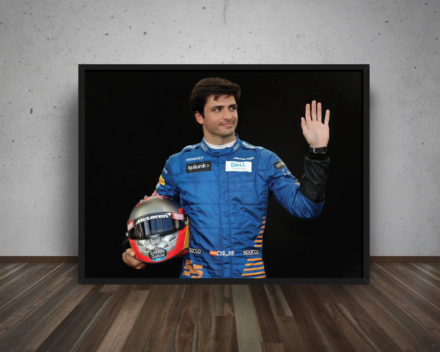 Carlos Sainz Jr. Black & White Canvas Art 