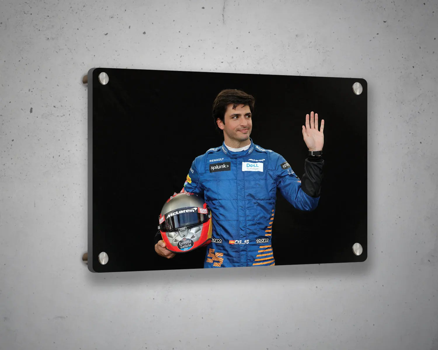Carlos Sainz Jr. Black & White Canvas Art 