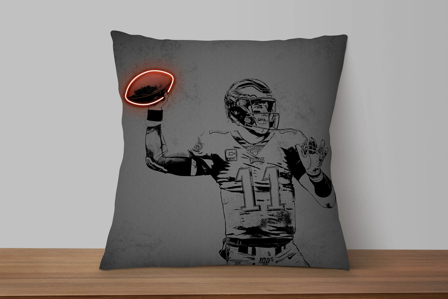 Carson Wentz Neon Effect Pillow 