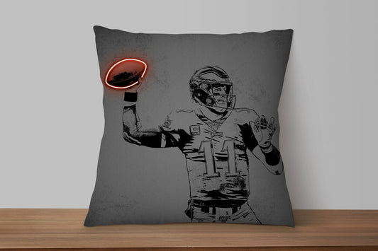 Carson Wentz Neon Effect Pillow