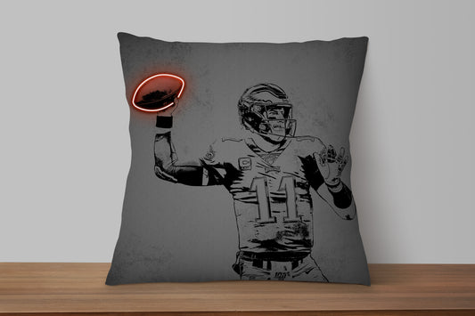 Carson Wentz Neon Effect Pillow