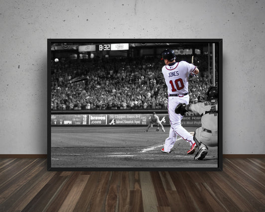 Chipper Jones Black & White Canvas Art