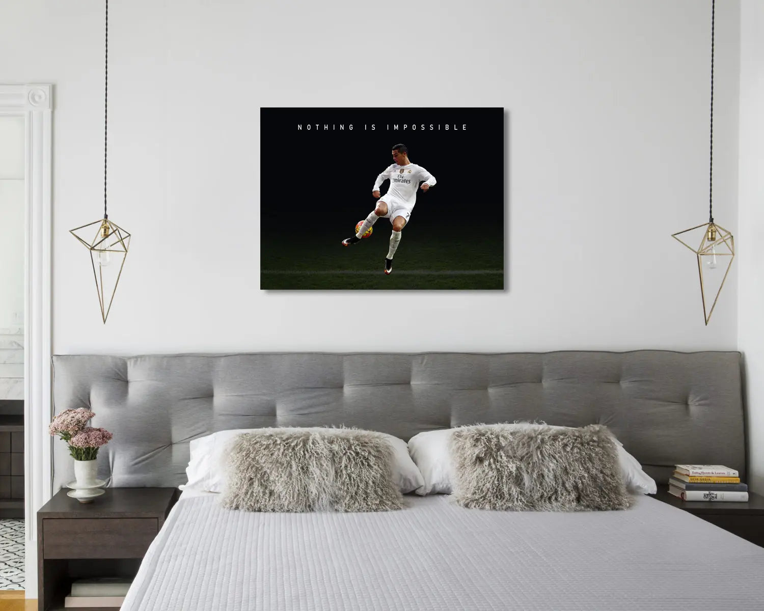 Cristiano Ronaldo Nothing is impossible Sport Quote Canvas Wall Art 